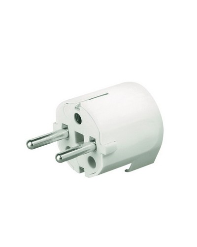 Вилка кабельная, бытовая с боковым вводом кабеля. Белая. IP20 16А 2P+E 230В DKC DIS13083 в Ногинске Аксессуары для стоек и шкафов Pintop.ru