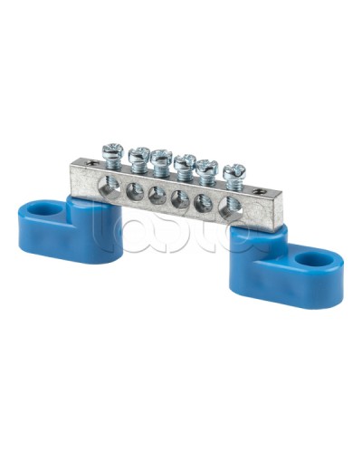Шина 0 N (6x9мм) 6 отв. цинк 2 синих угловых изолятора EKF (sn1-63-06-2) в Ногинске Аксессуары для стоек и шкафов Pintop.ru