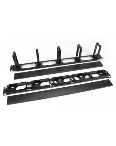 Кабельный организатор с пластиковыми кольцами с крышкой, 19, 1U Hyperline CM-1U-5R-PL-COV в Ногинске Аксессуары для стоек и шкафов Pintop.ru