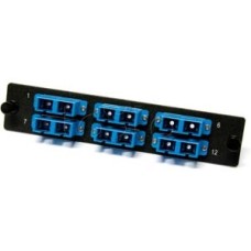 Панель для FO-19BX с 6 SC (duplex) адаптерами, 12 волокон, одномодовые, адаптеры синего цвета Hyperline FO-FPM-W120H32-6DSC-BL