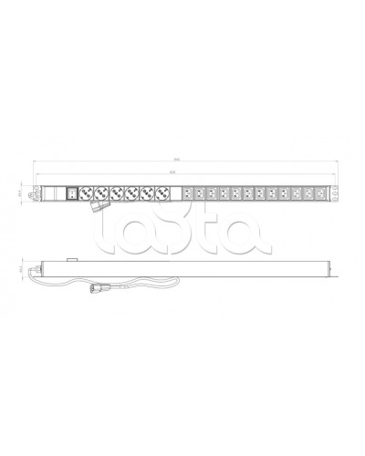 Блок розеток вертикальный черн Hyperline (SHE-6SH-12IEC-2.5AIEC) в Ногинске Блоки розеток Pintop.ru