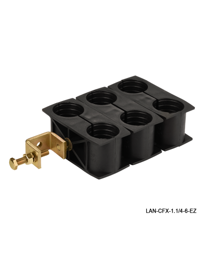 Комплект крепления для 6-ти коаксиальных кабелей диаметром 1-1/4, со струбциной LANMASTER LAN-CFX-1.1/4-6-EZ в Ногинске Аксессуары для стоек и шкафов Pintop.ru