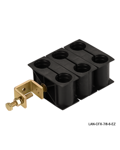 Комплект крепления для 6-ти коаксиальных кабелей диаметром 7/8, со струбциной LANMASTER LAN-CFX-7/8-6-EZ в Ногинске Аксессуары для стоек и шкафов Pintop.ru