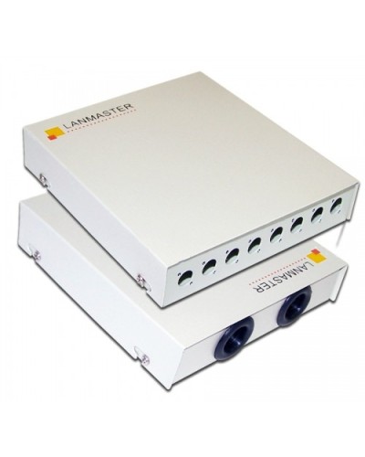 Кросс оптический настенный, металлический, на 8 ST адаптеров LANMASTER LAN-FOBM-WM-8ST в Ногинске Кросс оптический Pintop.ru