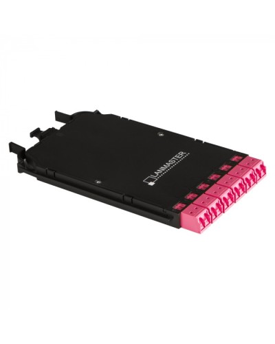 Компактная MPO кассета OM4, 12xLC, тип B, низкие потери, черная LANMASTER (LAN-MCCB-1M-12LC/OM4) в Ногинске Патч-корды оптические Pintop.ru