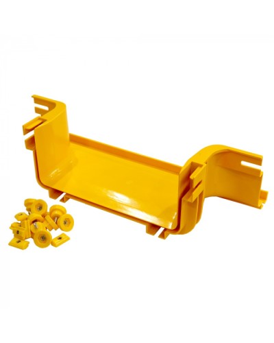 Боковой отвод на оптический лоток 120 мм, монтаж без соединителей, желтый LANMASTER (LAN-OT120-UT/NC) в Ногинске Аксессуары для лотков Pintop.ru