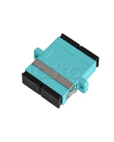 Адаптер NIKOMAX волоконно-оптический, соединительный, многомодовый, стандарта OM3, SC/UPC-SC/UPC, двойной, пластиковый, без шторки, с фланцами, аква, уп-ка 2шт. NIKOMAX (NMF-OA2M3-FN-SCU-SCU-AQ-2) в Ногинске Проходные адаптеры и розетки оптические Pint