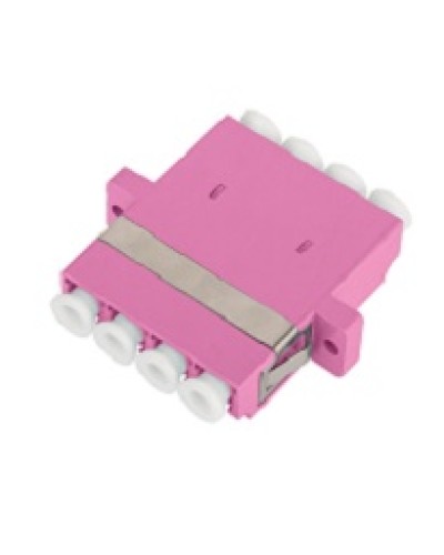 Адаптер NIKOMAX волоконно-оптический, соединительный, многомодовый, стандарта OM4, LC/UPC-LC/UPC, квадро, пластиковый, без шторки, с фланцами, маджента, уп-ка 2шт. в Ногинске Проходные адаптеры и розетки оптические Pintop.ru