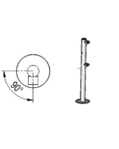 Стойка ограждения с отверстием под фиксатор L-образная, 2 муфты справа Oxgard Стойка ограждения с отверстием под фиксатор L-образная, 2 муфты справа (ВЗР 1996.09.62) в Ногинске Ограждения Pintop.ru