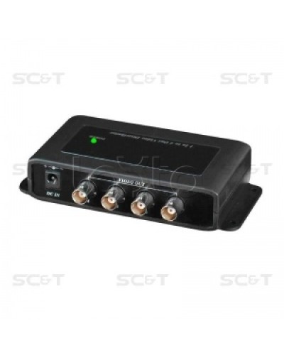 Усилитель-разветвитель видеосигнала HDCVI / TVI / AHD (1вх./4вых.) SC&T CD104HD в Ногинске Видеоусилители, Модуляторы, Делители Pintop.ru