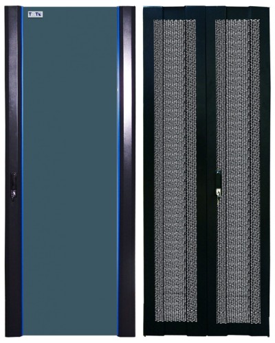 Комплект дверей 42U, 800 мм, черный, передняя - стекло, задняя - распашная перфорированна TWT TWT-CBB-DR42-8x-S-GP в Ногинске Аксессуары для стоек и шкафов Pintop.ru