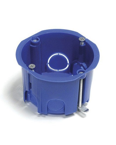 Коробка установочная для г/к D=68x45 мм с металл. лапками, межцентр 71мм, IP20, синий Экопласт 44663 в Ногинске Распределительные коробки Pintop.ru