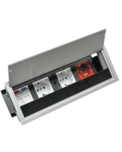 Люк настольный встраиваемый на 4 модулей (45х45мм) с крышкой, алюминий IP20 Экопласт 70044 в Ногинске Системы лючков и колонн Pintop.ru