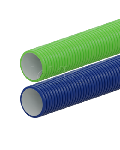 Вентиляционная труба гибкая двустенная для воздуховода (ПНД), антистатическая и антибактериальная D63мм, цвет синий (1шт=50м) Экопласт (803063BU) в Ногинске Труба гофрированная Pintop.ru