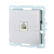 Розетка телефонная RJ-12 с накладкой (серебристый металлик) LK60 Экопласт (865503-1)