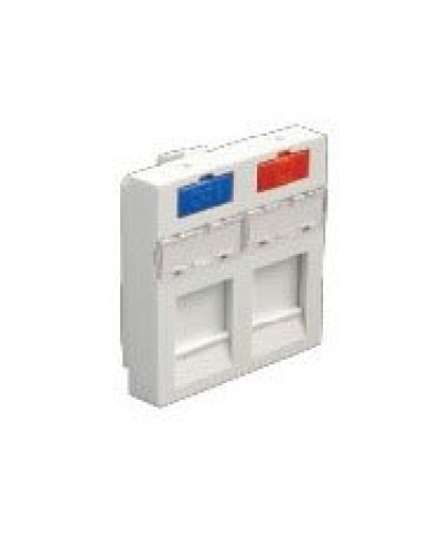 Лицевая панель (накладка) информационной розетки, 45х45 мм, 2 входа Экопласт (87002) в Ногинске Розетки компьютерные и телефонные Pintop.ru