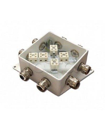 Коробка монтажная огнестойкая Гефест КМ-О (10к*10,0)-IP66-120х120, пять вводов в Ногинске Распределительные коробки Pintop.ru