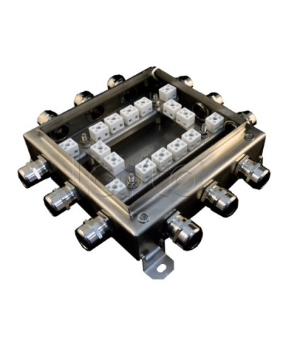 Коробка монтажная огнестойкая Гефест КМ-О (32к*10,0)-IP66 2020нерж, 12 вводов 200х200х60 в Ногинске Распределительные коробки Pintop.ru