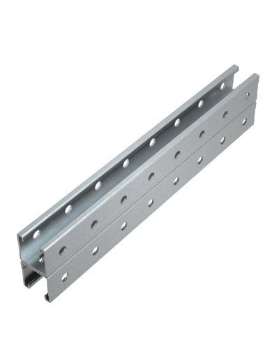 Страт-профиль двойной 41х41 L2000 мм s:3,0 (тройная перфорация) HD85 КМ-профиль (2STPV41-41-2000 3P HD85) в Ногинске Аксессуары для лотков Pintop.ru