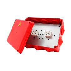 Коробка распределительная огнестойкая КРОПС-П5, IP54, габаритные размеры 190х140х70 мм, для кабелей сечением до 25 мм2, 4 клеммы КМ-Профиль (FRJB-KM-P5-25-04-КРОПС-IP54)
