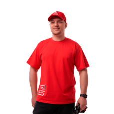 Футболка с логотипом СИСТЕМА КМ размер L красная КМ-профиль (T-shirt-KM-L-red)