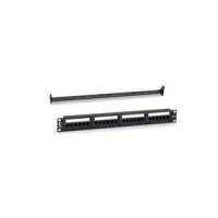 Патч-панель 19", 1U, 24 порта RJ-45, категория 5E, Dual IDC с задним кабельным организатором, черная