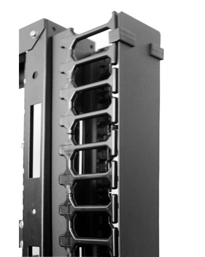 Вертикальный кабельный органайзер с пласт. пальцами для шкафов ШТК-СП-48.6.x, 2 компл ЦМО (ВКО-П-24/48U-9005) в Ногинске Кабельные органайзеры Pintop.ru