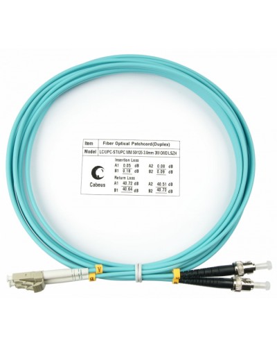 Шнур оптический duplex LC-ST 50/125 mm OM3 3м LSZH Cabeus FOP-50-LC-ST-3m в Ногинске Патч-корды и пигтейлы Pintop.ru