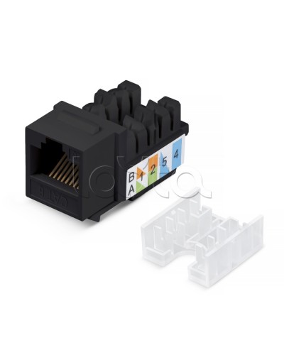 Вставка Keystone Jack RJ-45, категория 5e, заделка тип 110, черная, со стяжкой Cabeus KJ-RJ45-Cat.5e-90-SW-BK в Ногинске Модули Keystone Pintop.ru