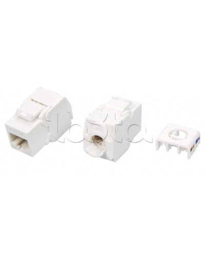 Вставка Keystone Jack RJ-45(8P8C) Hyperline KJ8-8P8C-C6-180-TLS-WH в Ногинске Модули Keystone Pintop.ru