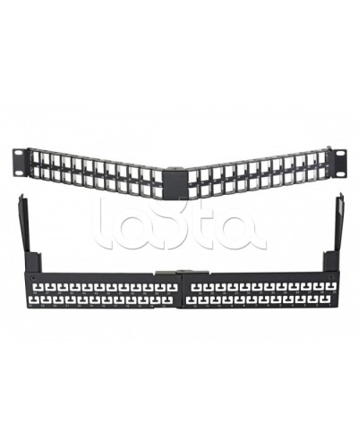 Коммутационная угловая панель 19” наборная, FTP, 1U, 48 портов, черный Eurolan (27A-00-48-01BL) в Ногинске Патч панель Pintop.ru