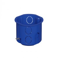 Коробка установочная для г/к D68x62мм с металл. лапками, межцентр 71мм, цвет синий IP20 Экопласт (44665)