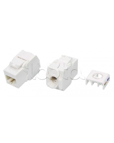 Вставка Keystone Jack RJ-45(8P8C) Hyperline KJ8-8P8C-C5e-180-TLS-WH в Ногинске Модули Keystone Pintop.ru