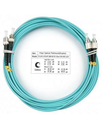 Шнур оптический duplex FC-ST 50/125 mm OM3 7м LSZH Cabeus FOP-50-FC-ST-7m в Ногинске Патч-корды и пигтейлы Pintop.ru
